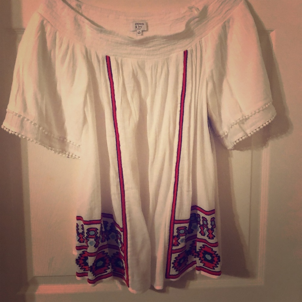 Crown and Ivy white off the shoulder blouse